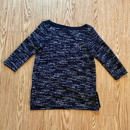 Liz Claiborne Weekend Black Speckled Knit Pullover Tunic Sweater Womens Medium