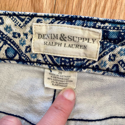 Ralph Lauren Denim & Supply Blue Paisley Bandana Skinny Jeans Womens 28
