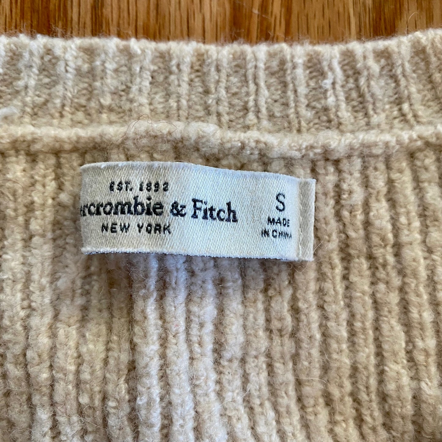 Abercrombie & Fitch Wool Tan Scoop Neck Sweater Top Womens Small