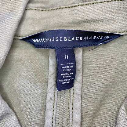 White House Black Market Olive Green Cotton Moto Jacket Womens 0