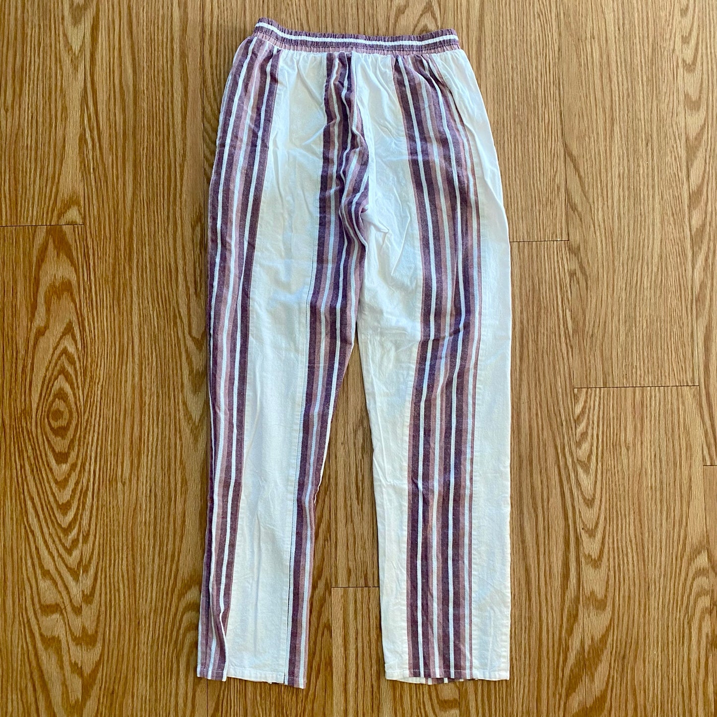 Cherry Paris Striped Pink & White Drawstring Lounge Pants Womens Medium