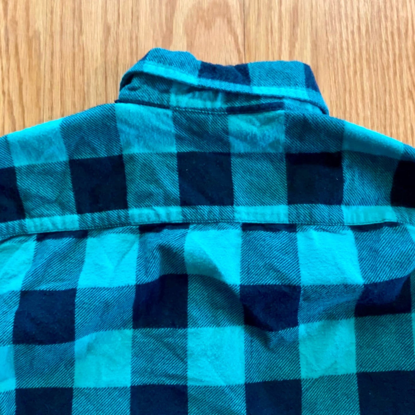 Saugatuck Dry Goods Green Teal Plaid Flannel Shirt Mens Medium