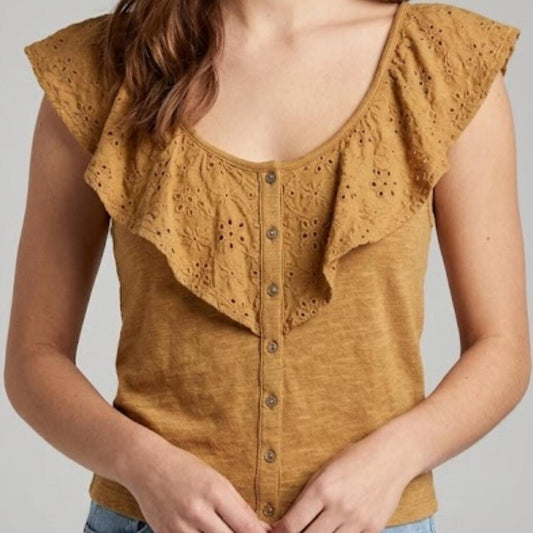American Eagle Brown Floral Tank Top Blouse Womens Small