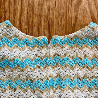 Walden Classics Vintage Blue Crochet Knit Midi Dress Womens Small