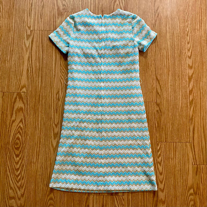 Walden Classics Vintage Blue Crochet Knit Midi Dress Womens Small