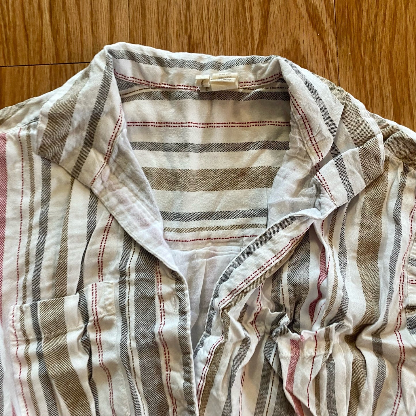 Japana Striped White Button-up Shirt Dress Womens Small