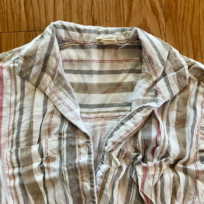 Japana Striped White Button-up Shirt Dress Womens Small