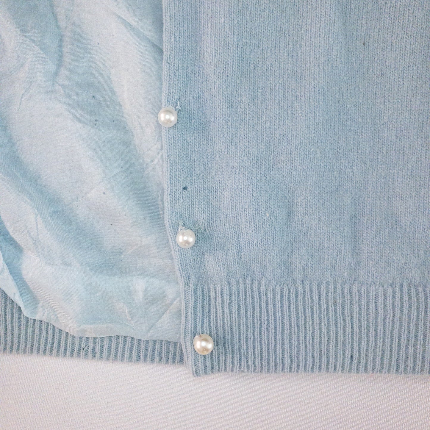 Stewart’s Vintage Pastel Blue Embroidered Rabbit Hair Cardigan Sweater Womens Small