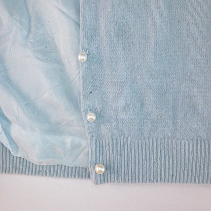 Stewart’s Vintage Pastel Blue Embroidered Rabbit Hair Cardigan Sweater Womens Small