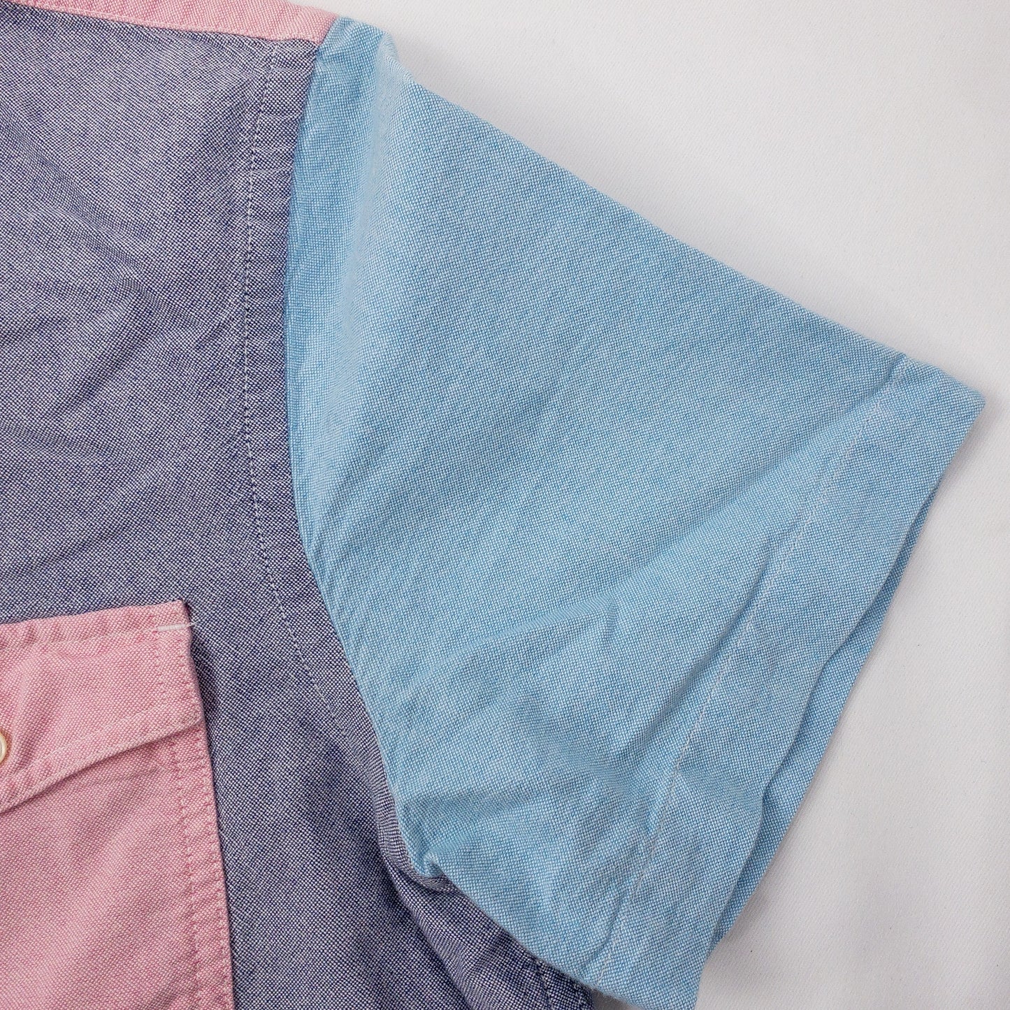 American Eagle Slim Fit Colorblock Pink Blue Button Shirt Mens Medium