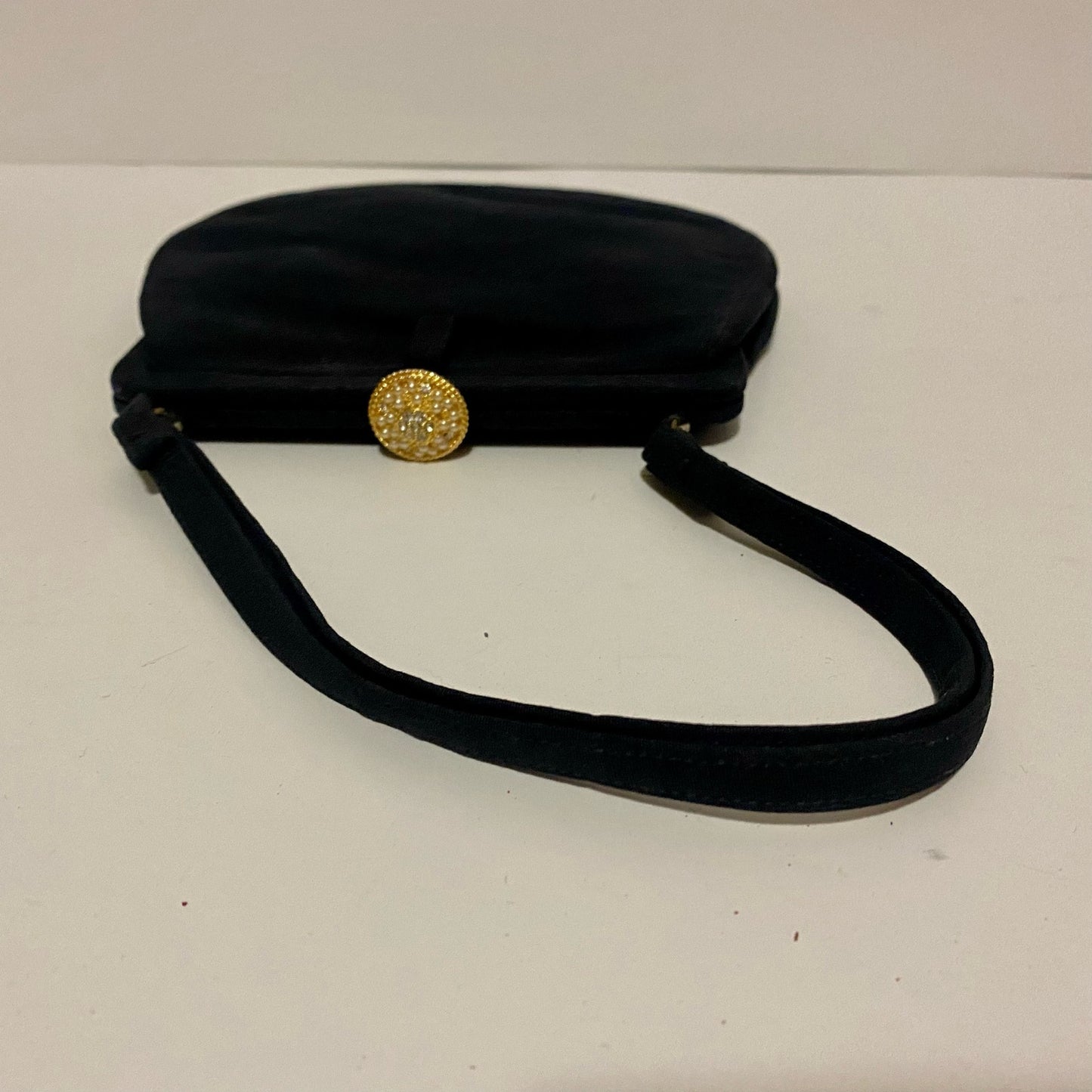 Bonwit Teller Magid Vintage Black Satin Evening Purse & Coin Bag