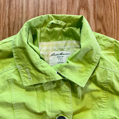 Eddie Bauer Lime Green Y2k Trench Coat Jacket Womens Small