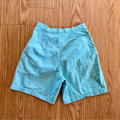 David Brooks Petites Vintage Blue Checkered High Rise Shorts Womens 0-2 XSmall