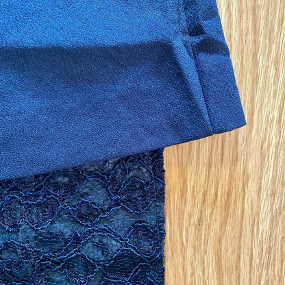 Talbots Sara Campbell Vintage Blue Lace Formal Evening Sheath Dress Womens 10