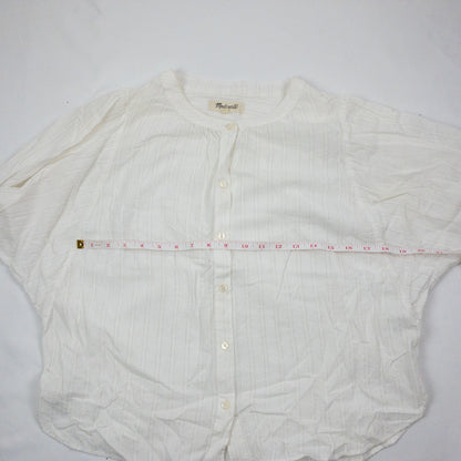 Madewell White Metallic Silver Striped Blouse Womens Small