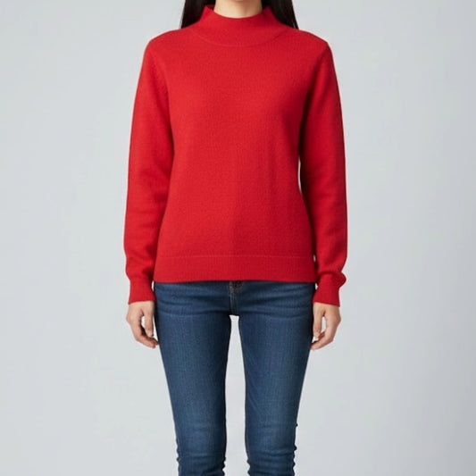 Pendleton Red Mock Neck Cotton Sweater Womens Small Petite
