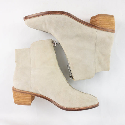 Anthropologie Matiko Mylvia Tan Suede Front Zip Ankle Boots Womens 6