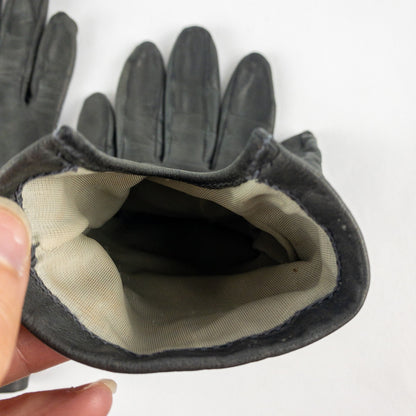 Fownes Vintage Dark Gray Leather Gloves Womens Medium 7