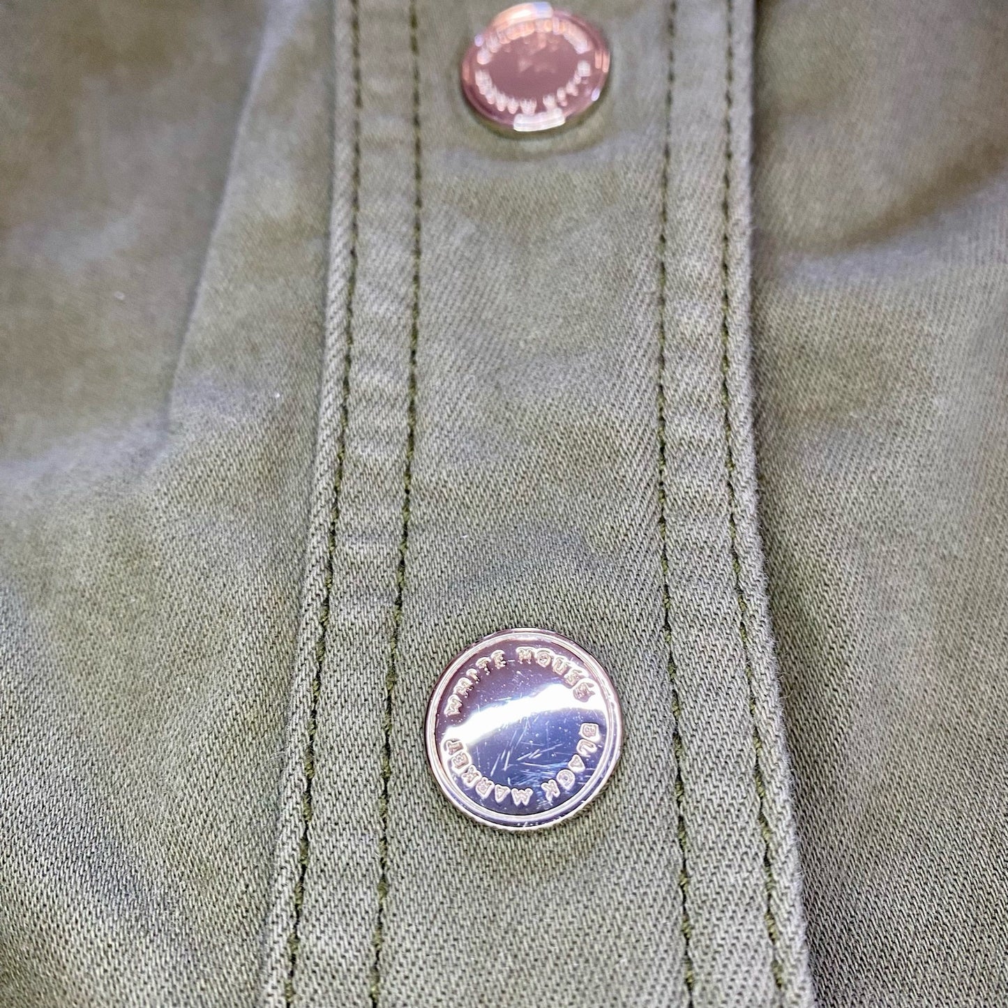 White House Black Market Olive Green Cotton Moto Jacket Womens 0