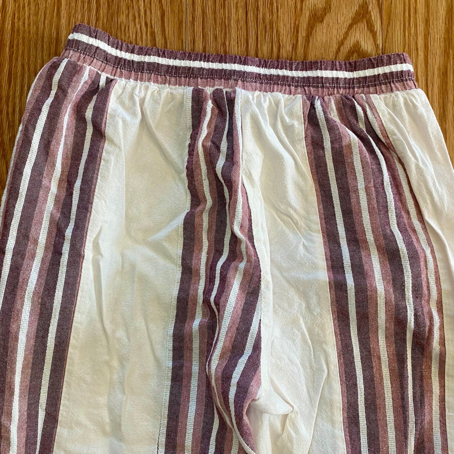 Cherry Paris Striped Pink & White Drawstring Lounge Pants Womens Medium