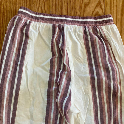 Cherry Paris Striped Pink & White Drawstring Lounge Pants Womens Medium