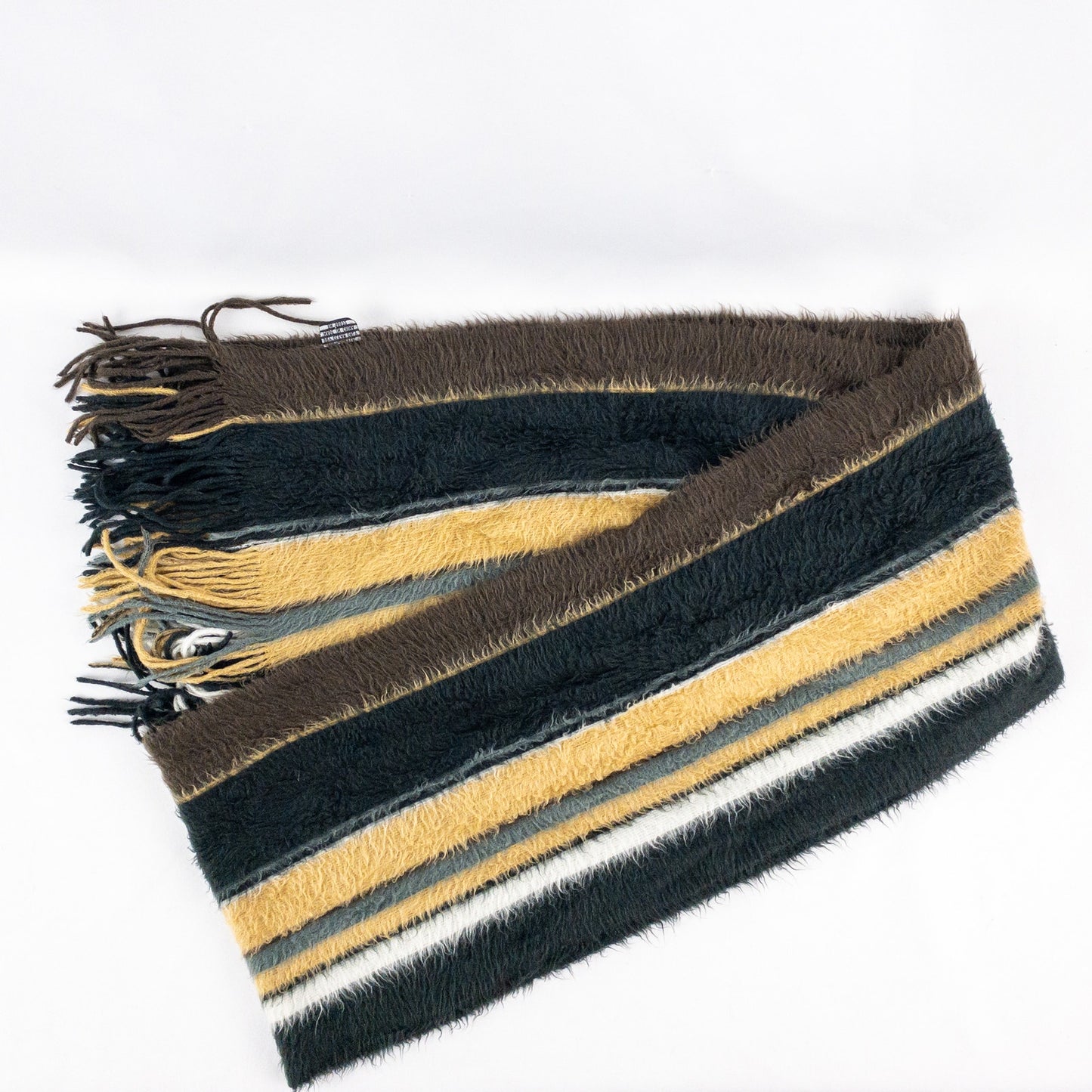 Cejon Brown Black White Striped Soft Scarf Unisex Men Women One Size