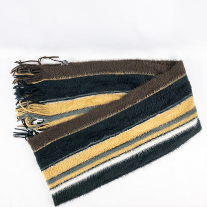 Cejon Brown Black White Striped Soft Scarf Unisex Men Women One Size