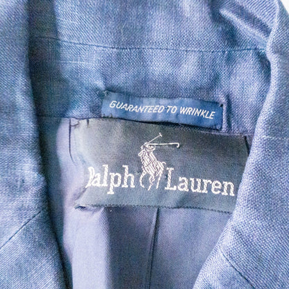 Ralph Lauren Black Label Vintage Blue Linen Blazer Jacket Womens 4-6 Small