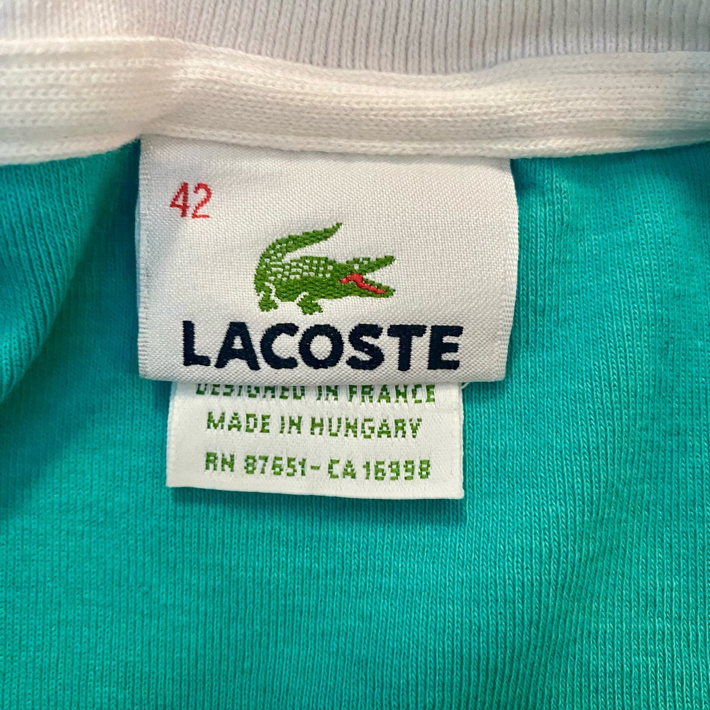 Lacoste Vintage Teal Green Polo Shirt Top Womens 42 Small