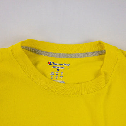 Champion Vintage Bright Yellow Logo Tee Shirt Top Mens Small / Medium