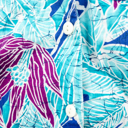 Sandra Ingrish Sport Vintage Hawaiian Blue Purple Shirt Womans Small Unisex