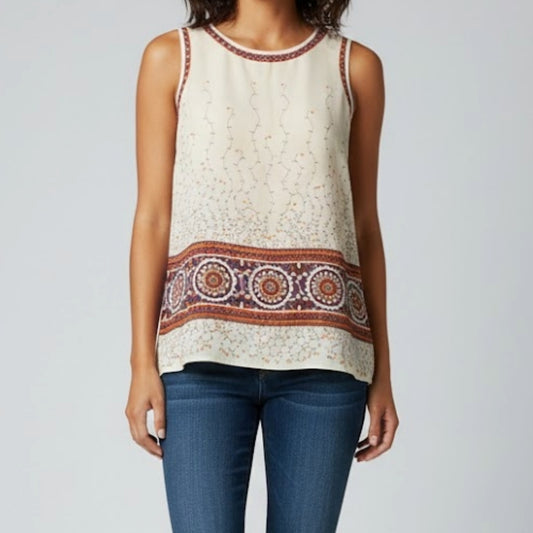 Chelsea & Violet Floral Cream Boho Tank Top Womens XSmall