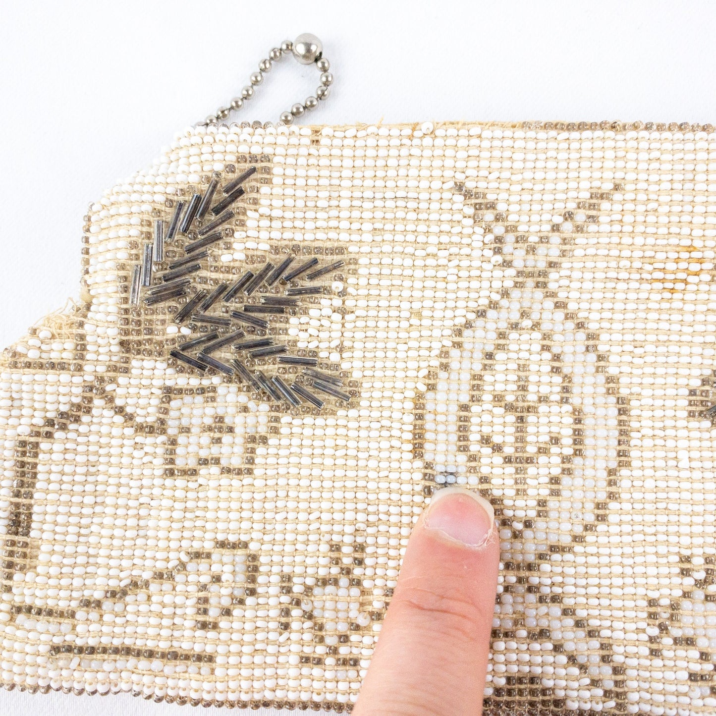 Vintage Handmade White Czechoslovakian Art Deco Beaded Clutch Women One Size