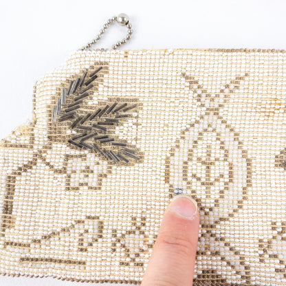 Vintage Handmade White Czechoslovakian Art Deco Beaded Clutch Women One Size