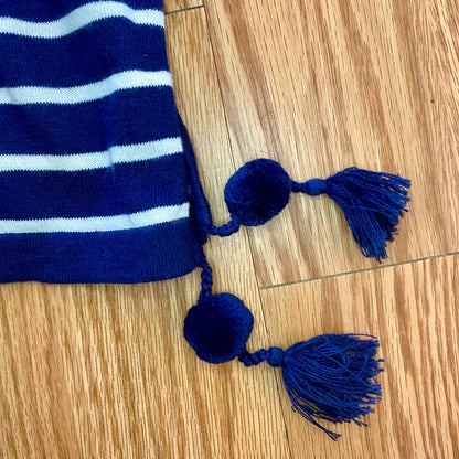 Lilly Pulitzer Navy Blue White Striped Tassel Sweater Womens XSmall