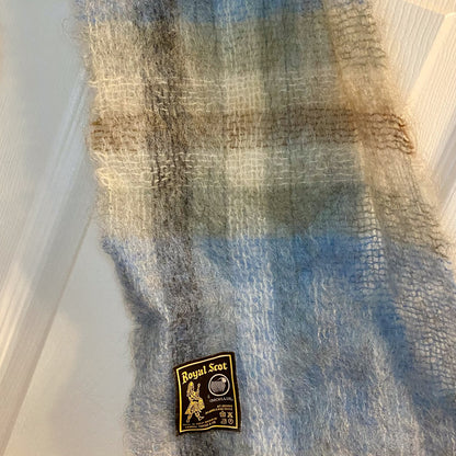 Samuel Tweed & Co Vintage Royal Scot Mohair Blue Knit Wool Scarf Unisex One Size
