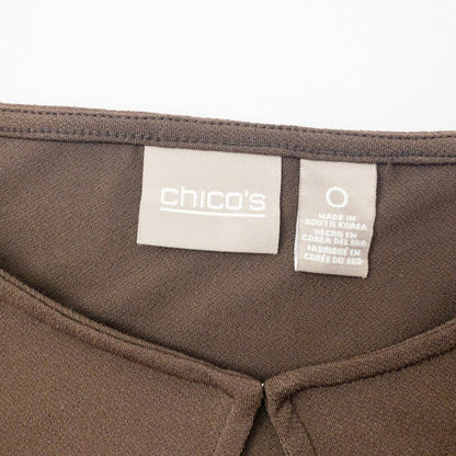Chicos Brown Keyhole Bell Sleeve Blouse Womens 0 Small