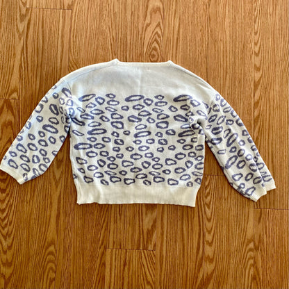 And The Why Cropped Purple Leopard Animal Spot Sweater Top Womens Small Medium