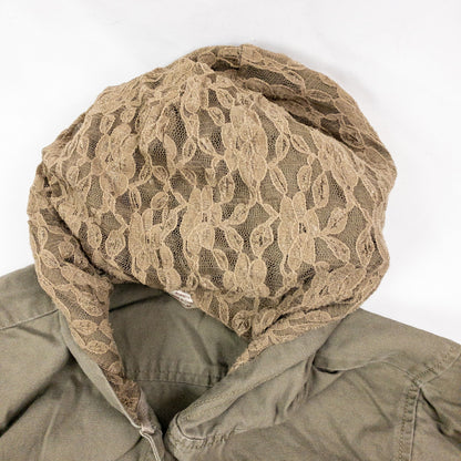 All Access Olive Green Lace Cargo Jacket Hooded Outerwear Womens Small