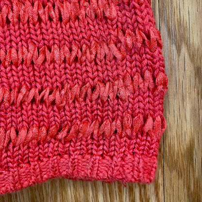 Chicos Bright Red Crochet Open Knit Sweater Top Womens 1 Medium