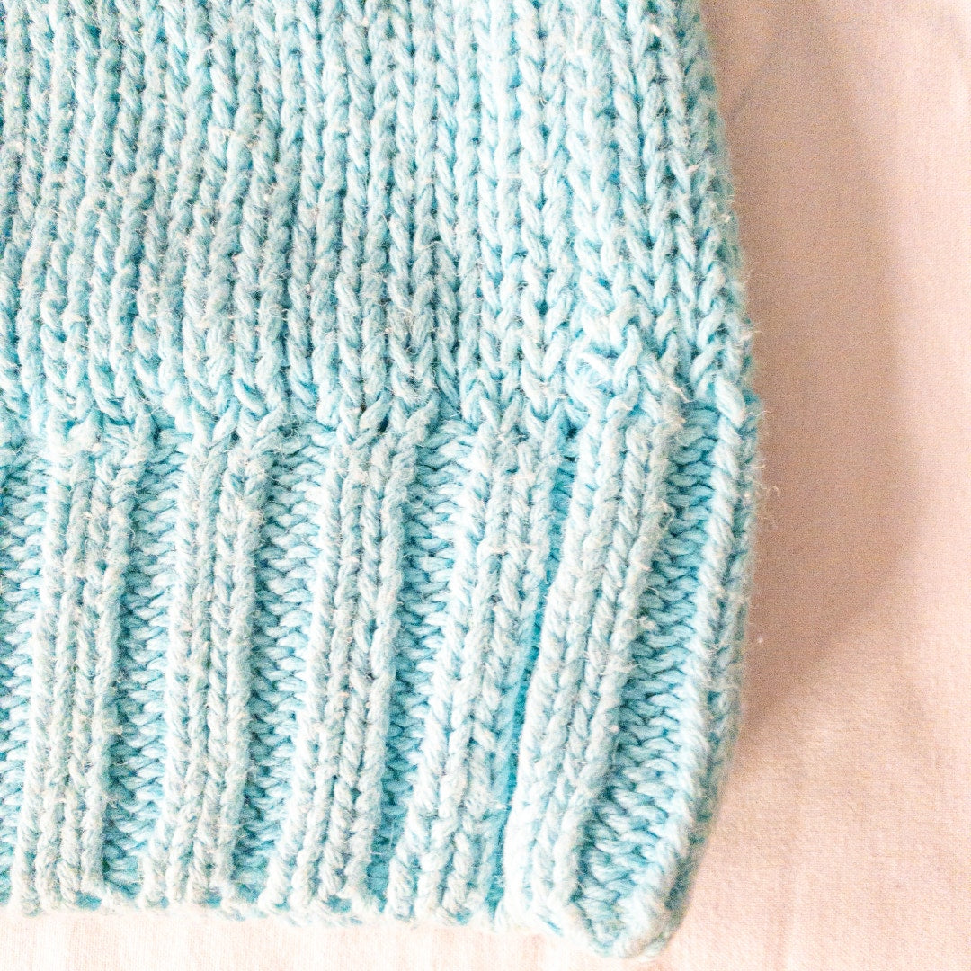 Harbor Lights Vintage Blue Ribbed Ramie Knit Sweater Womens Small