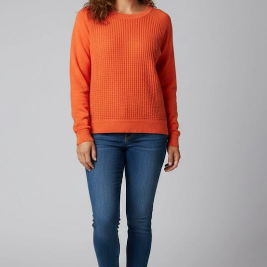 Forever 21 Orange Woven Knit Cotton Sweater Womens Medium