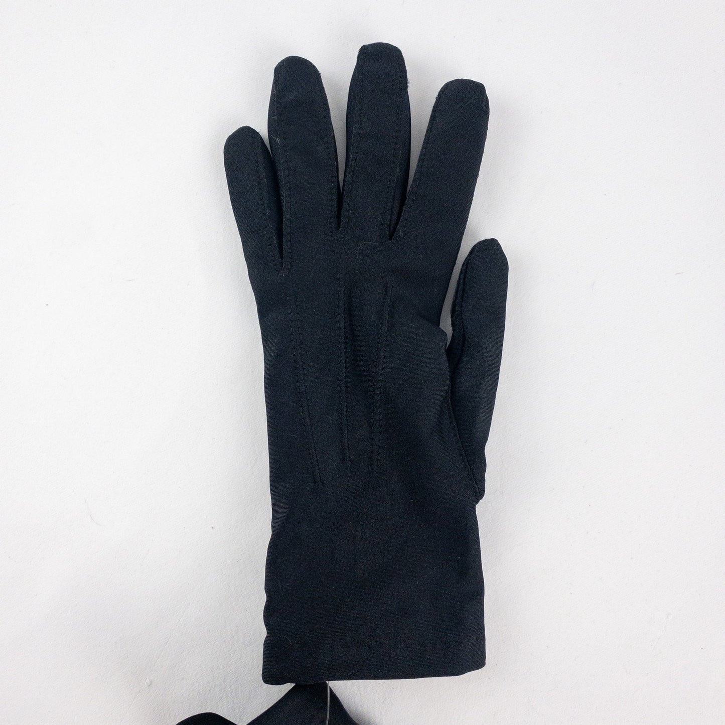 Totes Isotoner Black Leather Patch Nylon Gloves Womens Small 6