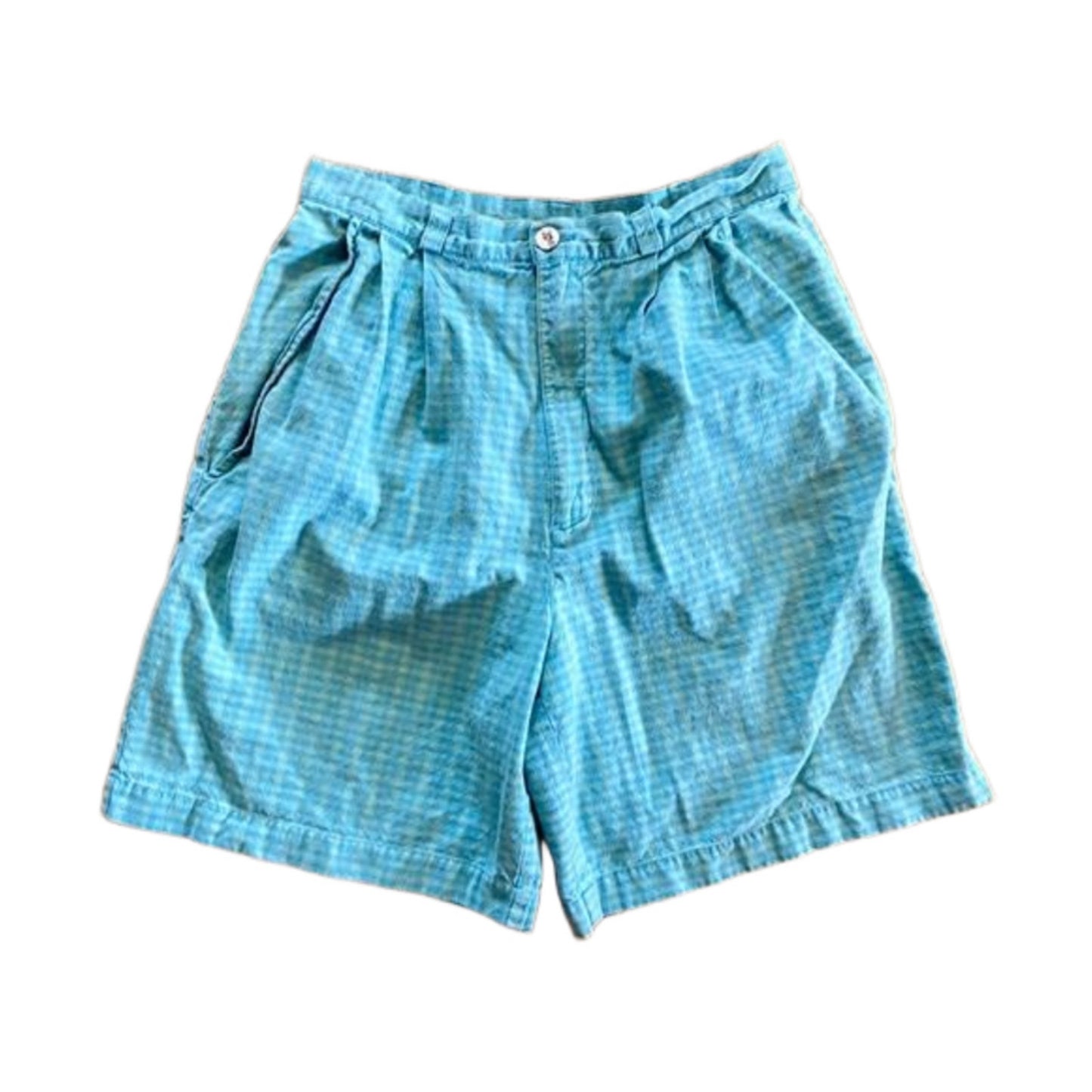 David Brooks Petites Vintage Blue Checkered High Rise Shorts Womens 0-2 XSmall