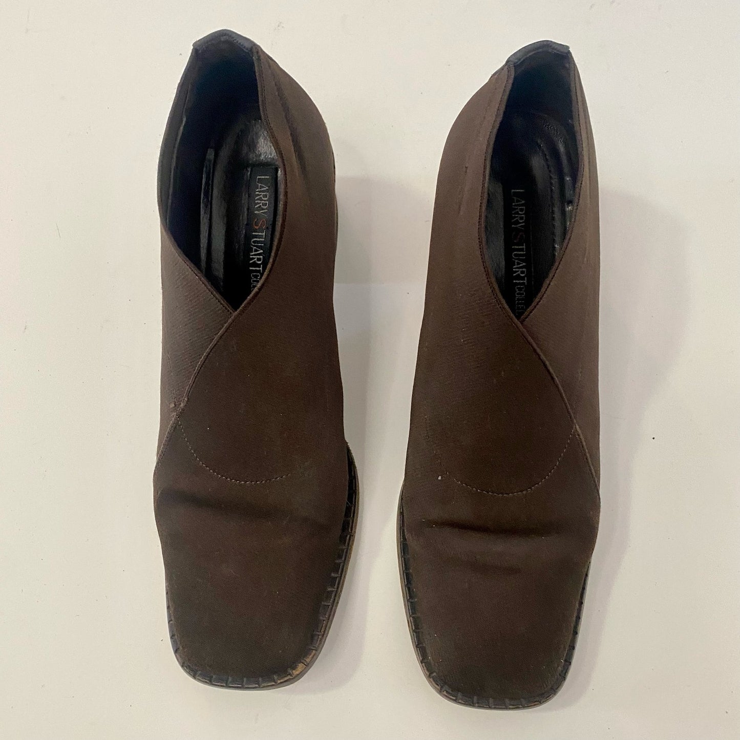 Larry Stuart Vintage Brown Knit Heel Ankle Booties Boots Womens 8