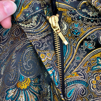 Brownstone Studio Vintage Gold Teal Paisley Jacket Womens Small