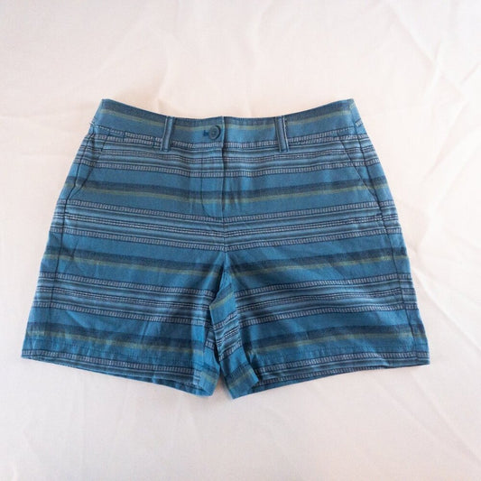 Ann Taylor LOFT Striped Blue Green White Mini Shorts Womens Size 2