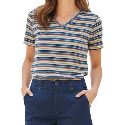 Guess Y2k Blue Orange Striped Cropped Tee Shirt Youth XLarge Womens Small/Medium