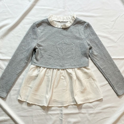 Gray Layered Pullover Sweater Top Womens Medium