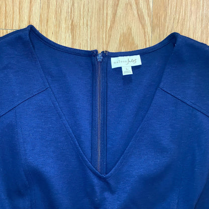 Maison Jules Blu Notte Fit & Flare Blue Pleated Mini Dress Womens Large